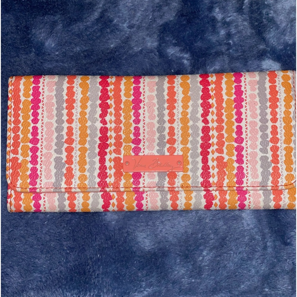 Pink,orange, & grey polka dotted full size Vera Bradley wallet